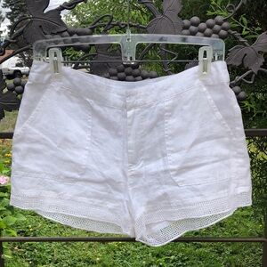 La Blanca white linen lace trimmed shorts size S